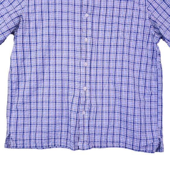 L.L. Bean Men's Short Sleeve Plaid Button-Up Shirt Sz Large Blue & White Casual - Picture 6 of 10
